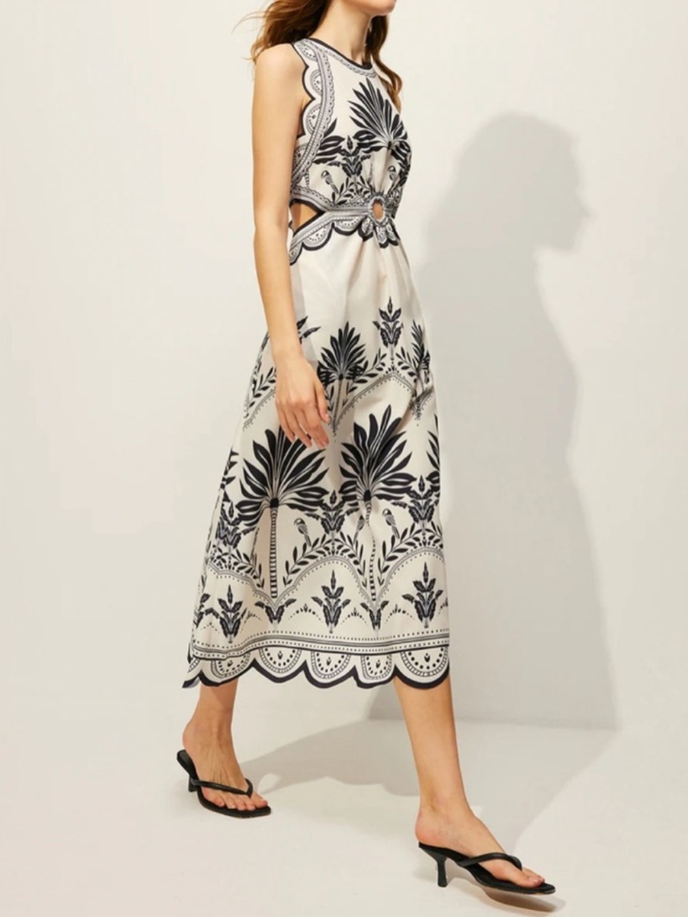 Commense Cut out Midi Dress Size Small NWT Black/Cream color - Picture 3 of 7